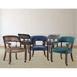 Tournament Navy Vinyl Upholstery Casters Arm Chair by Steve Silver 12 Tournament Navy Vinyl Upholstery Casters Arm Chair by Steve Silver -Steve Silver Online Store frame multi step rich cherry finish navy vinyl upholstery steve silver accent chairs tu500an 4f 1000