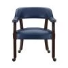 Tournament Navy Vinyl Upholstery Casters Arm Chair by Steve Silver -Steve Silver Online Store frame multi step rich cherry finish navy vinyl upholstery steve silver accent chairs tu500an 64 1000