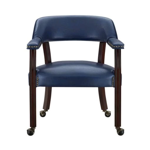 Tournament Navy Vinyl Upholstery Casters Arm Chair by Steve Silver 4 Tournament Navy Vinyl Upholstery Casters Arm Chair by Steve Silver -Steve Silver Online Store frame multi step rich cherry finish navy vinyl upholstery steve silver accent chairs tu500an 64 1000