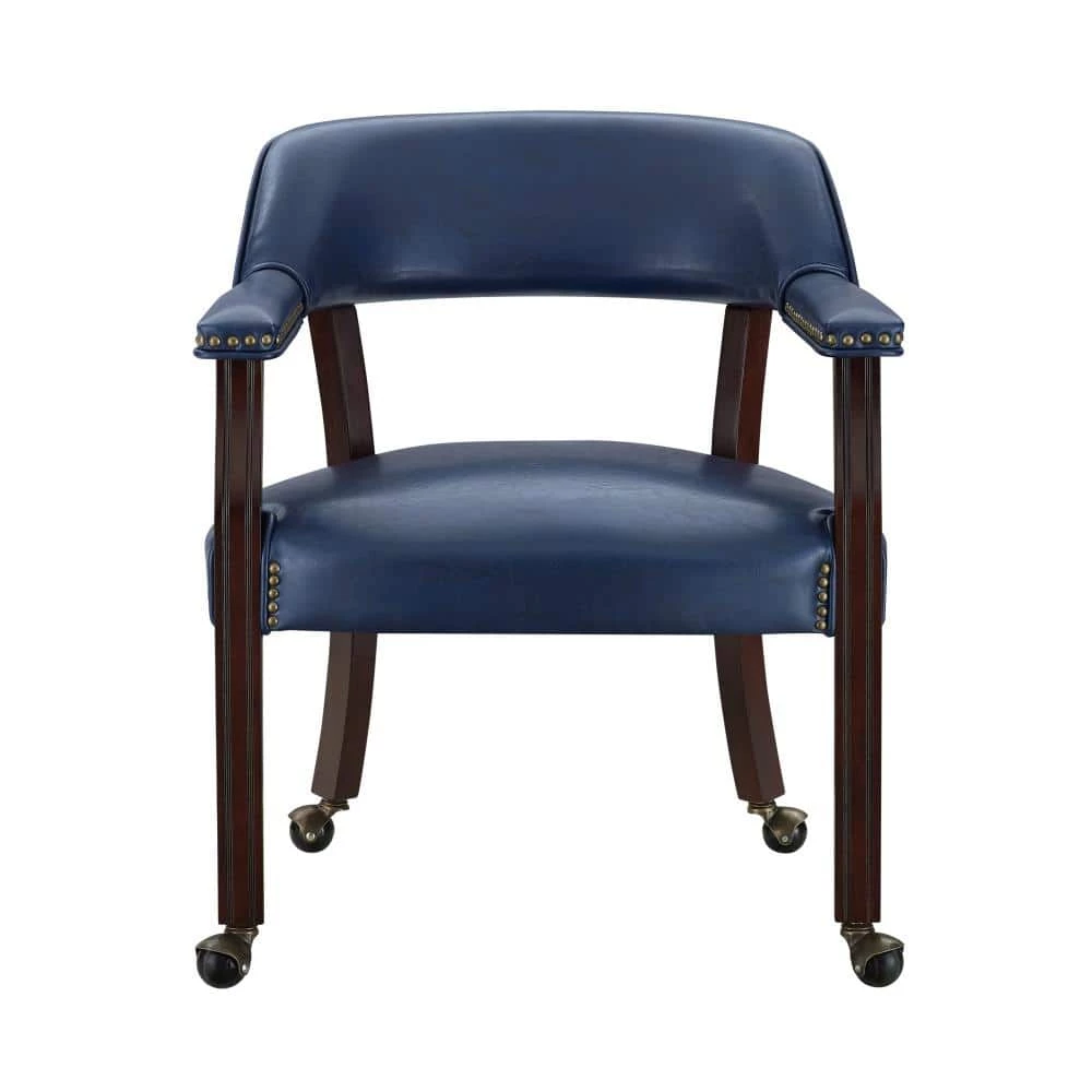 Tournament Navy Vinyl Upholstery Casters Arm Chair by Steve Silver 3 Tournament Navy Vinyl Upholstery Casters Arm Chair by Steve Silver