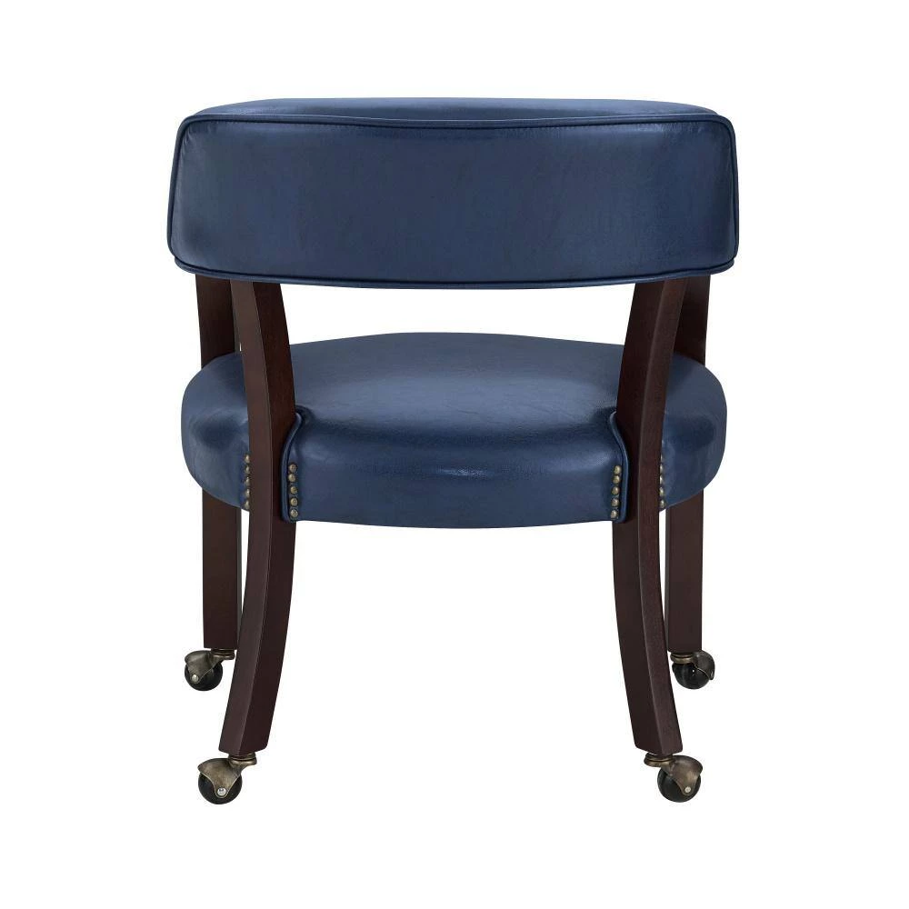 Tournament Navy Vinyl Upholstery Casters Arm Chair by Steve Silver 5 Tournament Navy Vinyl Upholstery Casters Arm Chair by Steve Silver - Image 3