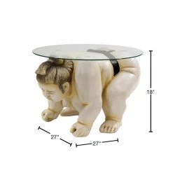 Basho The Sumo Wrestler Full Color 18 in. H x 27 in. W Multi-Colored Round Glass Topped Sculptural End Side Table by Design Toscano 10 Basho The Sumo Wrestler Full Color 18 in. H x 27 in. W Multi-Colored Round Glass Topped Sculptural End Side Table by Design Toscano -Steve Silver Online Store full color design toscano end side tables db378001 40 1000