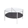 Bayliss 32 in. Glass/Chrome/Merlot Medium Round Glass Coffee Table with Shelf by Steve Silver
