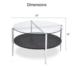 Bayliss 32 in. Glass/Chrome/Merlot Medium Round Glass Coffee Table with Shelf by Steve Silver 10 Bayliss 32 in. Glass/Chrome/Merlot Medium Round Glass Coffee Table with Shelf by Steve Silver -Steve Silver Online Store glass chrome merlot steve silver coffee tables by100c c3 1000
