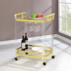 Aerin Server Cart - Gold/Acrylic by Steve Silver -Steve Silver Online Store gold steve silver bar carts ae100cas 31 1000