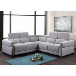Isla 83.5 in. W 3-Piece Gray Polyester Fabric 4-Seat Symmetrical Power Reclining Sectional by Steve Silver -Steve Silver Online Store gray polyester steve silver loveseats il950sect 31 1000