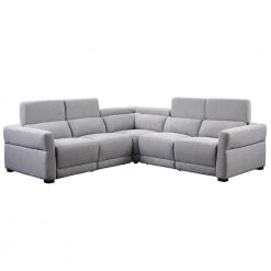 Isla 83.5 in. W 3-Piece Gray Polyester Fabric 4-Seat Symmetrical Power Reclining Sectional by Steve Silver
