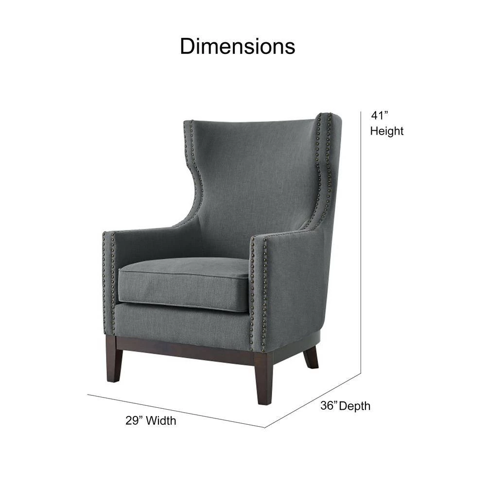 Roswell 18 in. Gray Linen Accent Chair by Steve Silver 5 Roswell 18 in. Gray Linen Accent Chair by Steve Silver - Image 3