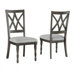 Linnett Grey Brown Polyester Side Chair (Set of 2) by Steve Silver