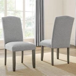 Emily 18 in. Grey Upholstered Side Chair (Set of 2) by Steve Silver -Steve Silver Online Store grey fabric mossy grey wood finish on legs steve silver accent chairs em500s 31 1000