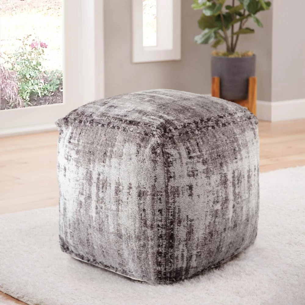 Hazel Grey Polyester Blend Square Pouf by Steve Silver 6 Hazel Grey Polyester Blend Square Pouf by Steve Silver - Image 4