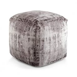 Hazel Grey Polyester Blend Square Pouf by Steve Silver
