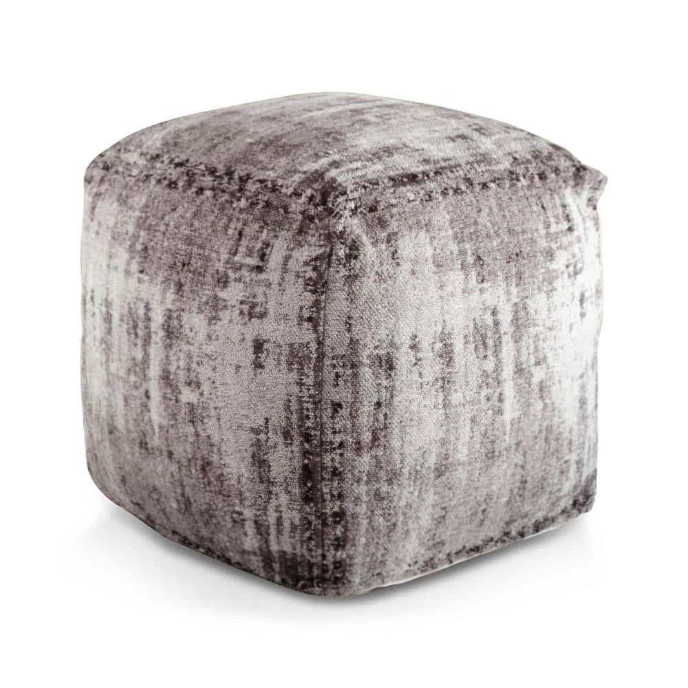 Hazel Grey Polyester Blend Square Pouf by Steve Silver 3 Hazel Grey Polyester Blend Square Pouf by Steve Silver