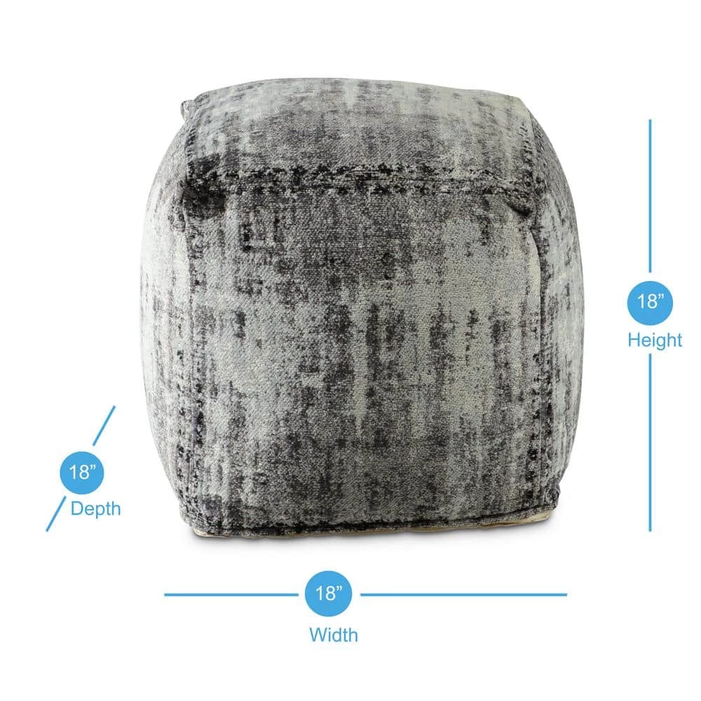 Hazel Grey Polyester Blend Square Pouf by Steve Silver 5 Hazel Grey Polyester Blend Square Pouf by Steve Silver - Image 3