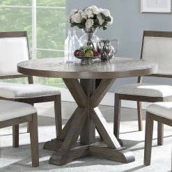 Molly Grey Round Dining Table by Steve Silver -Steve Silver Online Store grey washed steve silver kitchen dining tables my4848t 4f 1000