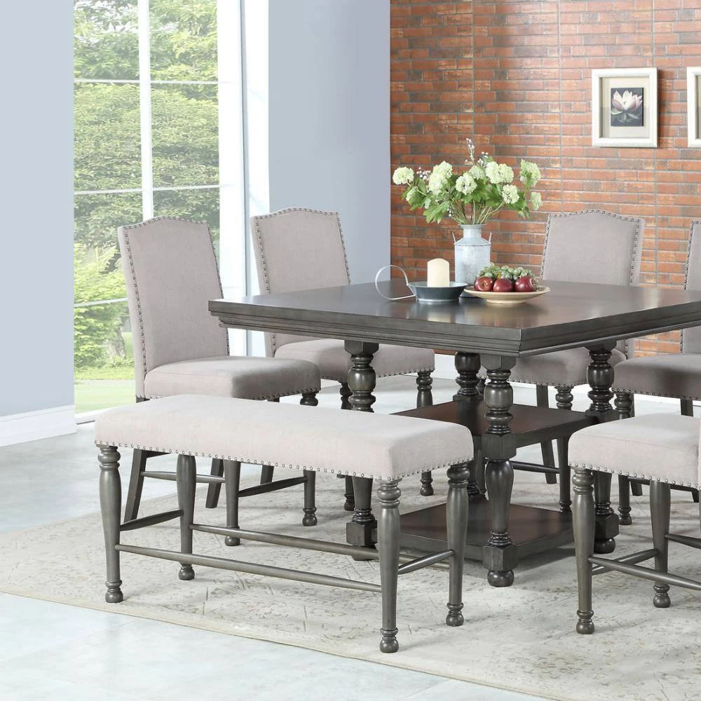 Caswell Grey Counter Bench (25 in. Height x 48 in. Width x 17 in. Depth) by Steve Silver 7 Caswell Grey Counter Bench (25 in. Height x 48 in. Width x 17 in. Depth) by Steve Silver - Image 5