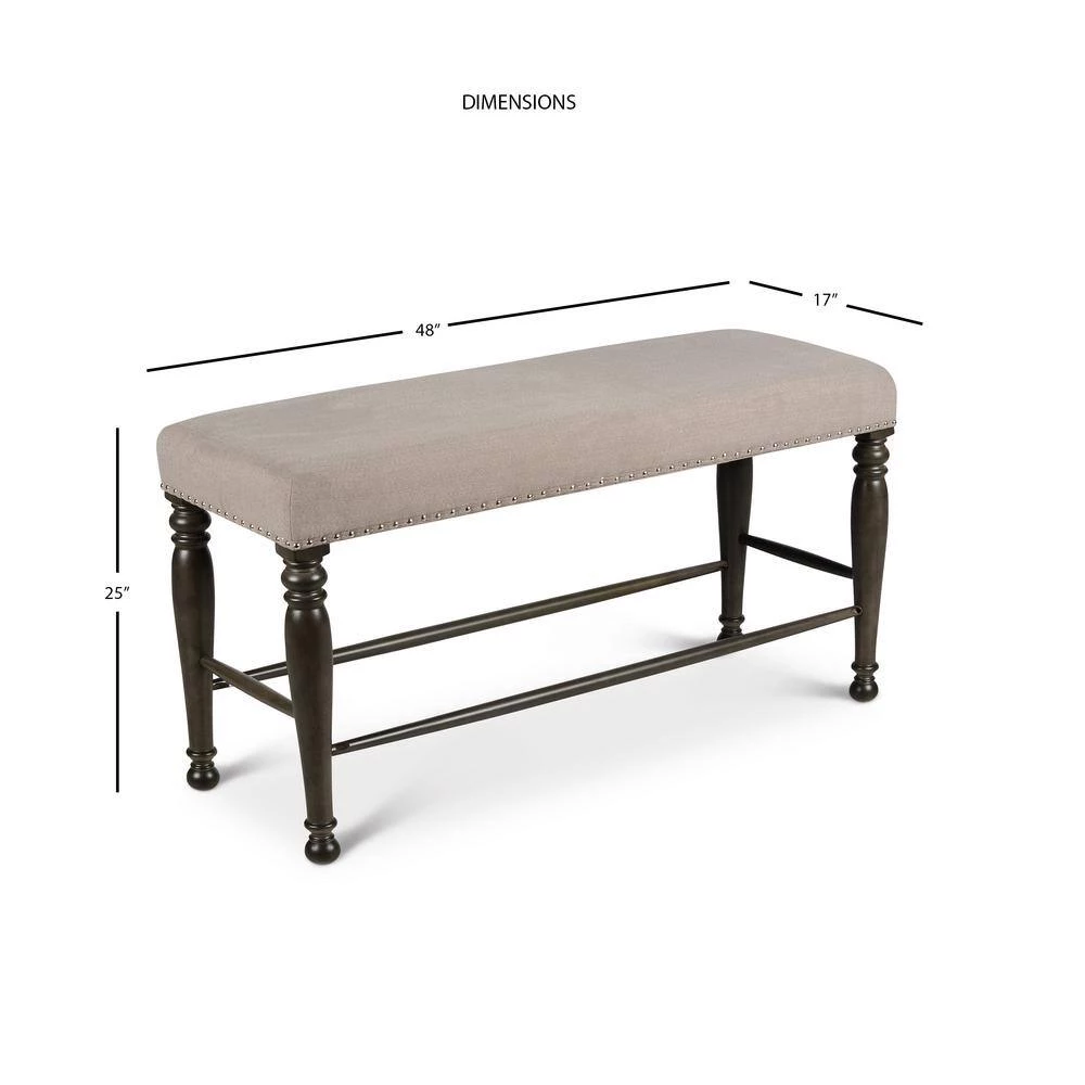 Caswell Grey Counter Bench (25 in. Height x 48 in. Width x 17 in. Depth) by Steve Silver 6 Caswell Grey Counter Bench (25 in. Height x 48 in. Width x 17 in. Depth) by Steve Silver - Image 4