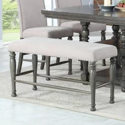 Caswell Grey Counter Bench (25 in. Height x 48 in. Width x 17 in. Depth) by Steve Silver 9 Caswell Grey Counter Bench (25 in. Height x 48 in. Width x 17 in. Depth) by Steve Silver -Steve Silver Online Store harbor grey steve silver bedroom benches cw700bn c3 1000