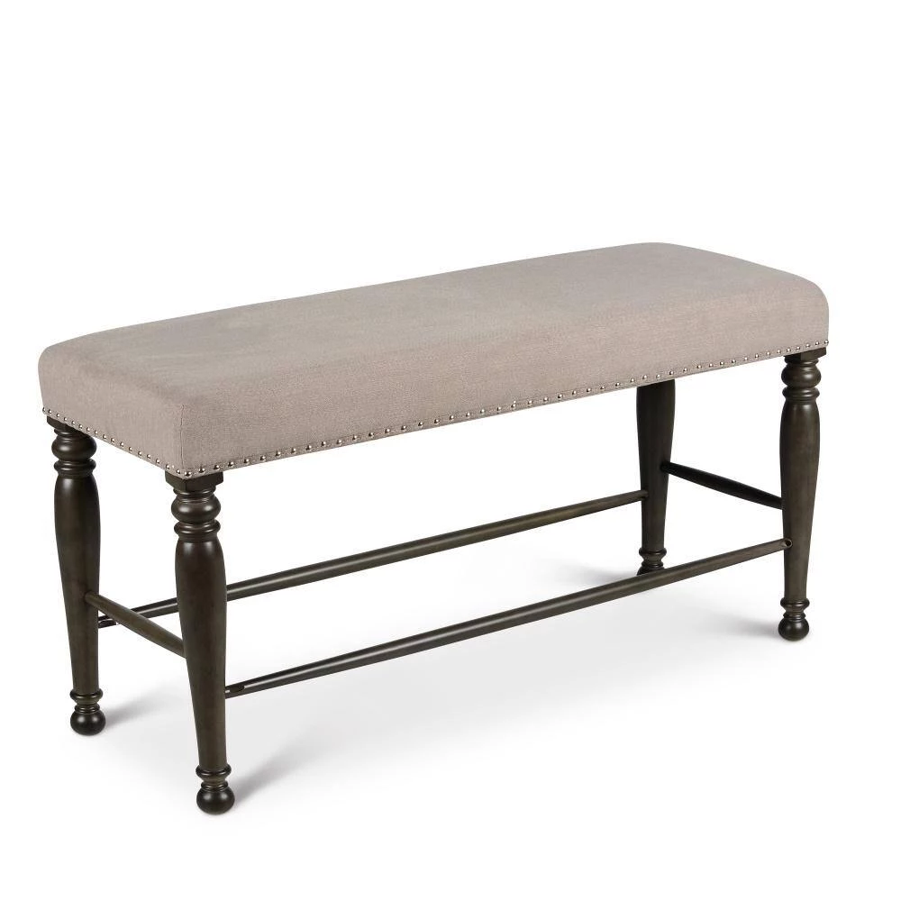 Caswell Grey Counter Bench (25 in. Height x 48 in. Width x 17 in. Depth) by Steve Silver 4 Caswell Grey Counter Bench (25 in. Height x 48 in. Width x 17 in. Depth) by Steve Silver - Image 2