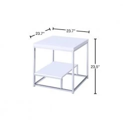 Lucia White Lower Shelf End Table by Steve Silver -Steve Silver Online Store medium brown legs with grey brown top steve silver end side tables lu450ew 40 1000
