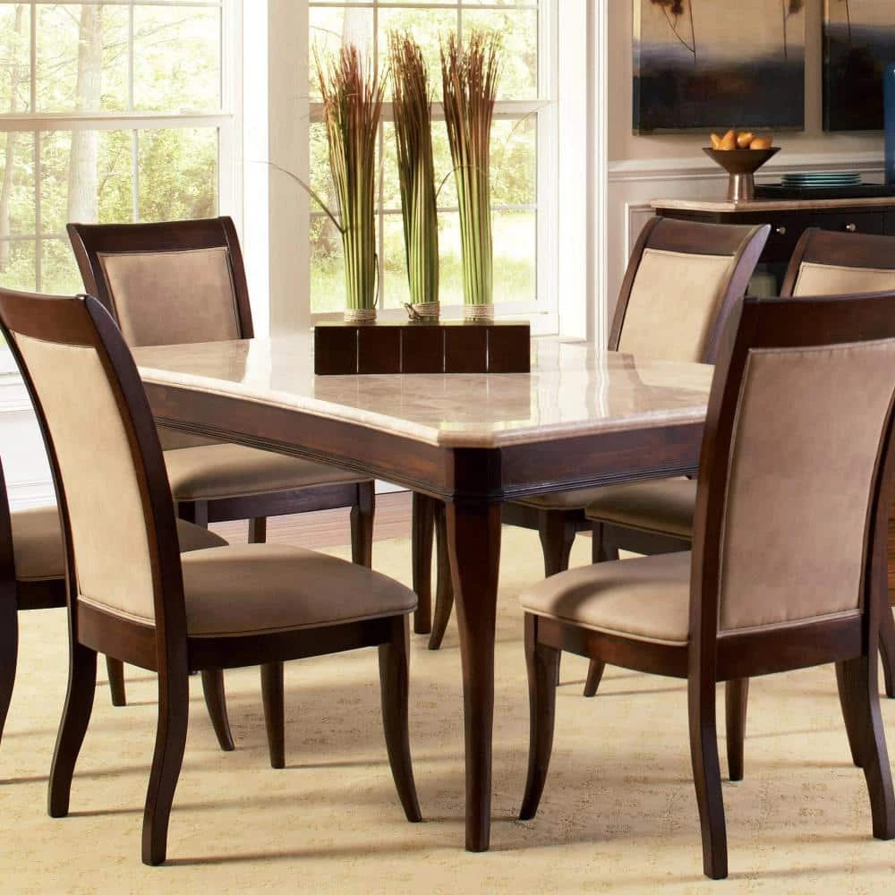 Marseille Cherry Marble Top Dining Table by Steve Silver 5 Marseille Cherry Marble Top Dining Table by Steve Silver - Image 3