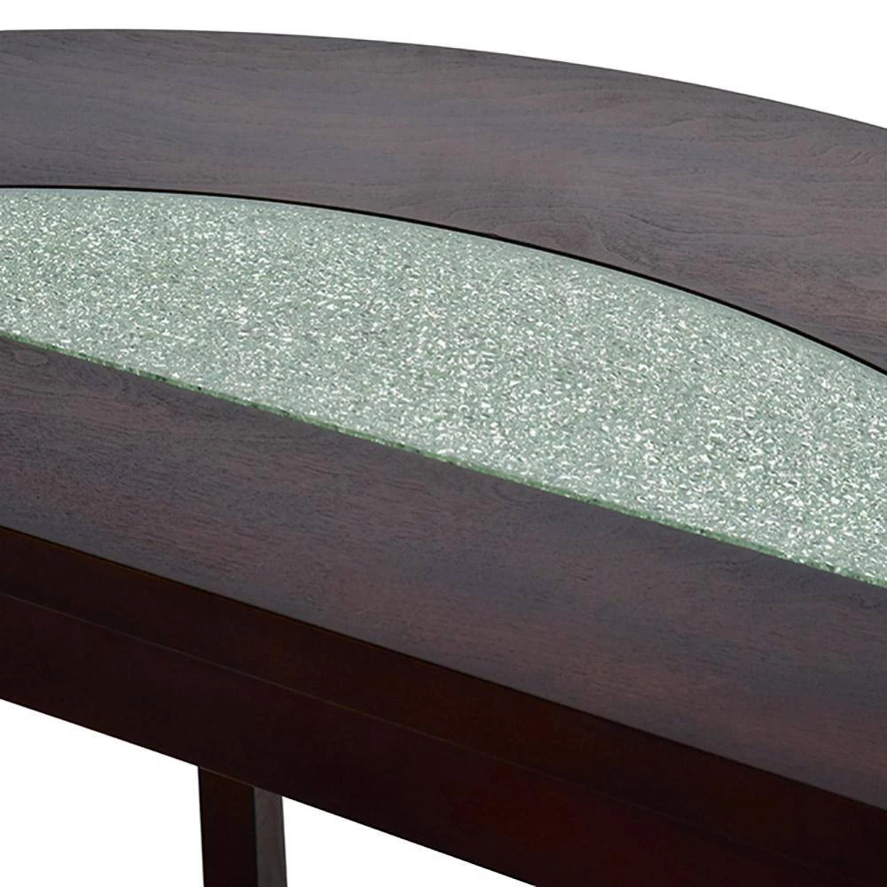 Rafael 45 in. Merlot Cherry/Clear Standard Half-Round Composite Console Table with Cracked Glass Inserts by Steve Silver 8 Rafael 45 in. Merlot Cherry/Clear Standard Half-Round Composite Console Table with Cracked Glass Inserts by Steve Silver - Image 6