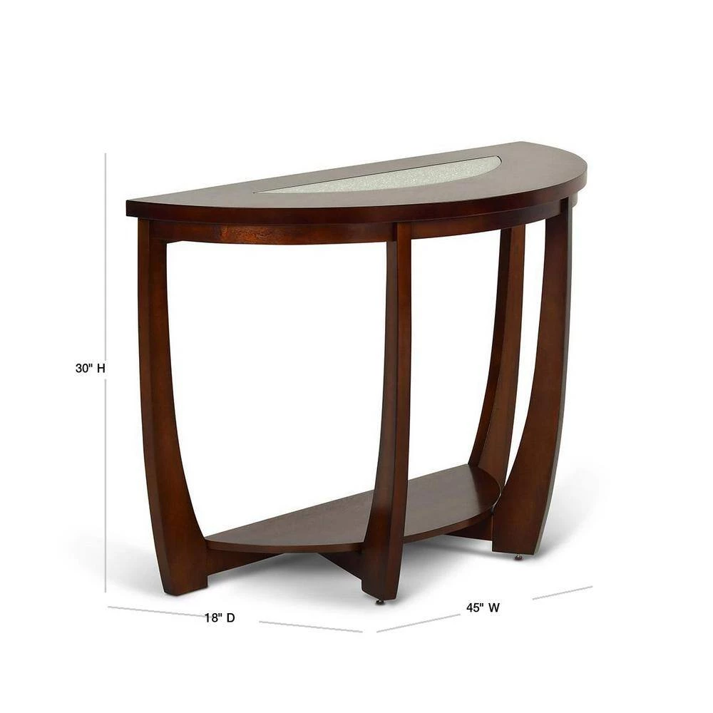Rafael 45 in. Merlot Cherry/Clear Standard Half-Round Composite Console Table with Cracked Glass Inserts by Steve Silver 5 Rafael 45 in. Merlot Cherry/Clear Standard Half-Round Composite Console Table with Cracked Glass Inserts by Steve Silver - Image 3