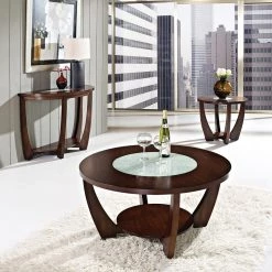 Rafael 45 in. Merlot Cherry/Clear Standard Half-Round Composite Console Table with Cracked Glass Inserts by Steve Silver 14 Rafael 45 in. Merlot Cherry/Clear Standard Half-Round Composite Console Table with Cracked Glass Inserts by Steve Silver -Steve Silver Online Store merlot cherry steve silver console tables rf300s 4f 1000