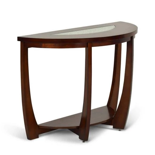 Rafael 45 in. Merlot Cherry/Clear Standard Half-Round Composite Console Table with Cracked Glass Inserts by Steve Silver -Steve Silver Online Store merlot cherry steve silver console tables rf300s 64 1000