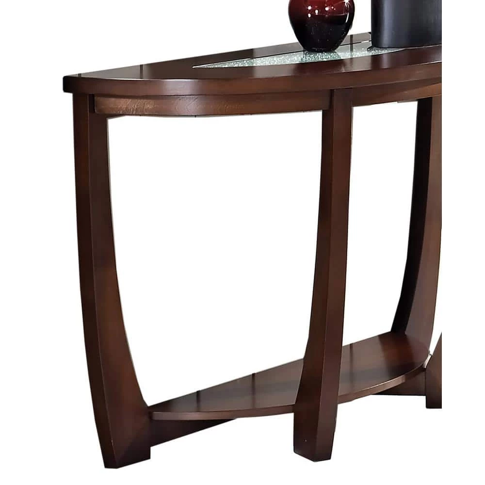 Rafael 45 in. Merlot Cherry/Clear Standard Half-Round Composite Console Table with Cracked Glass Inserts by Steve Silver 4 Rafael 45 in. Merlot Cherry/Clear Standard Half-Round Composite Console Table with Cracked Glass Inserts by Steve Silver - Image 2