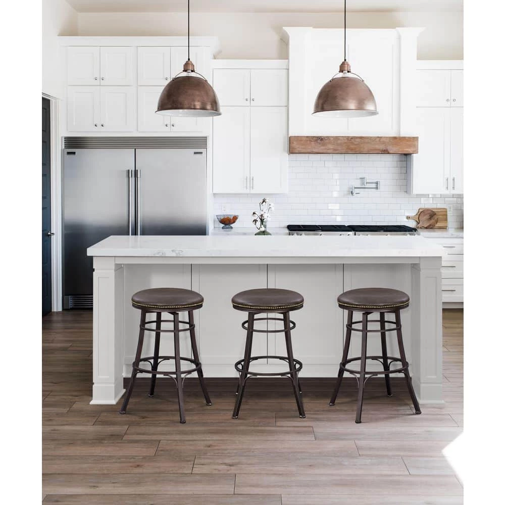 Bali 30 in. Metal Backless Swivel Barstool with Bonded Leather Seat by Steve Silver 8 Bali 30 in. Metal Backless Swivel Barstool with Bonded Leather Seat by Steve Silver - Image 6