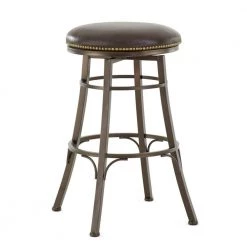 Bali 30 in. Metal Backless Swivel Barstool with Bonded Leather Seat by Steve Silver