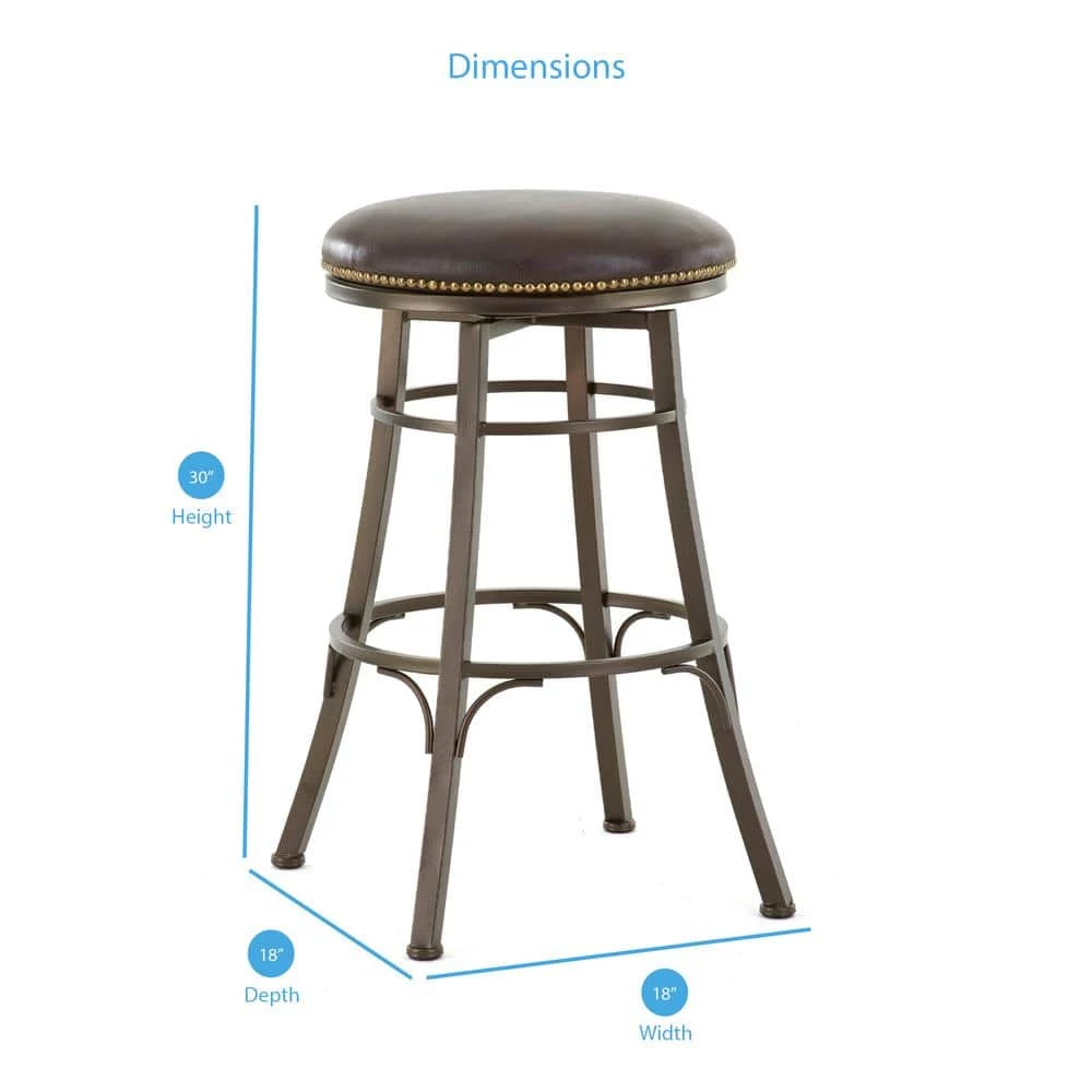 Bali 30 in. Metal Backless Swivel Barstool with Bonded Leather Seat by Steve Silver 5 Bali 30 in. Metal Backless Swivel Barstool with Bonded Leather Seat by Steve Silver - Image 3