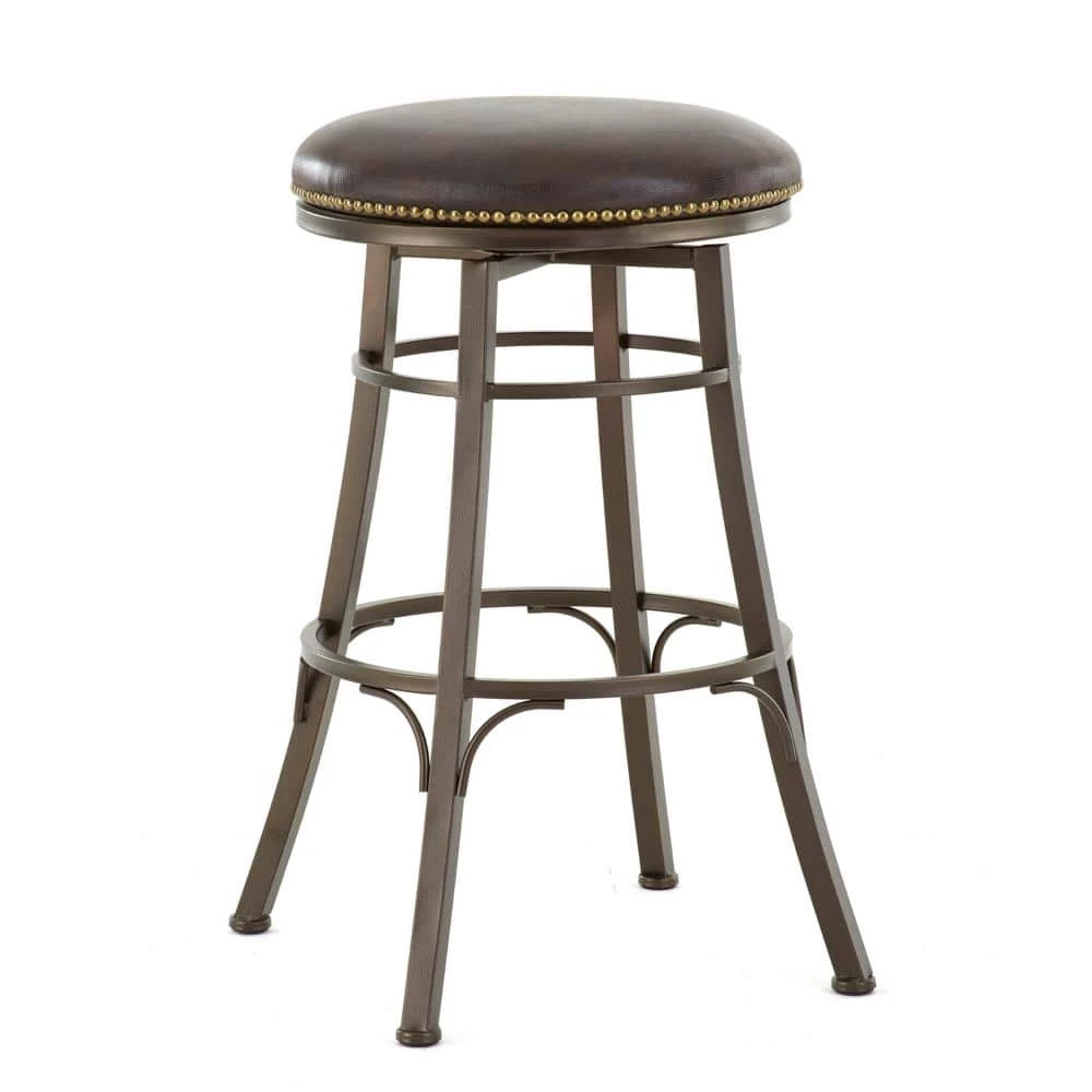 Bali 30 in. Metal Backless Swivel Barstool with Bonded Leather Seat by Steve Silver 4 Bali 30 in. Metal Backless Swivel Barstool with Bonded Leather Seat by Steve Silver - Image 2