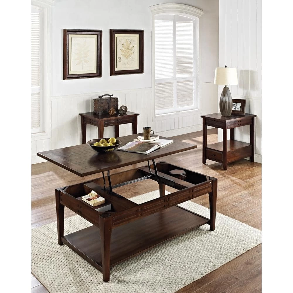 Crestline 48 in. Mocha Cherry Large Rectangle Wood Coffee Table with Lift Top by Steve Silver 6 Crestline 48 in. Mocha Cherry Large Rectangle Wood Coffee Table with Lift Top by Steve Silver - Image 4