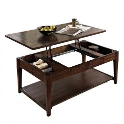 Crestline 48 in. Mocha Cherry Large Rectangle Wood Coffee Table with Lift Top by Steve Silver