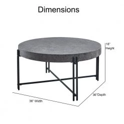 Morgan 42 in. Mottled Gray/Black Large Round Concrete Coffee Table by Steve Silver -Steve Silver Online Store mottled grey steve silver coffee tables mg200c 1f 1000