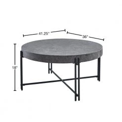 Morgan 42 in. Mottled Gray/Black Large Round Concrete Coffee Table by Steve Silver -Steve Silver Online Store mottled grey steve silver coffee tables mg200c 40 1000