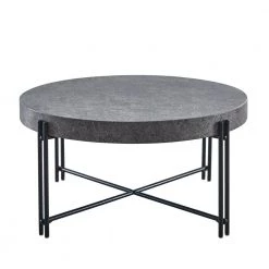 Morgan 42 in. Mottled Gray/Black Large Round Concrete Coffee Table by Steve Silver