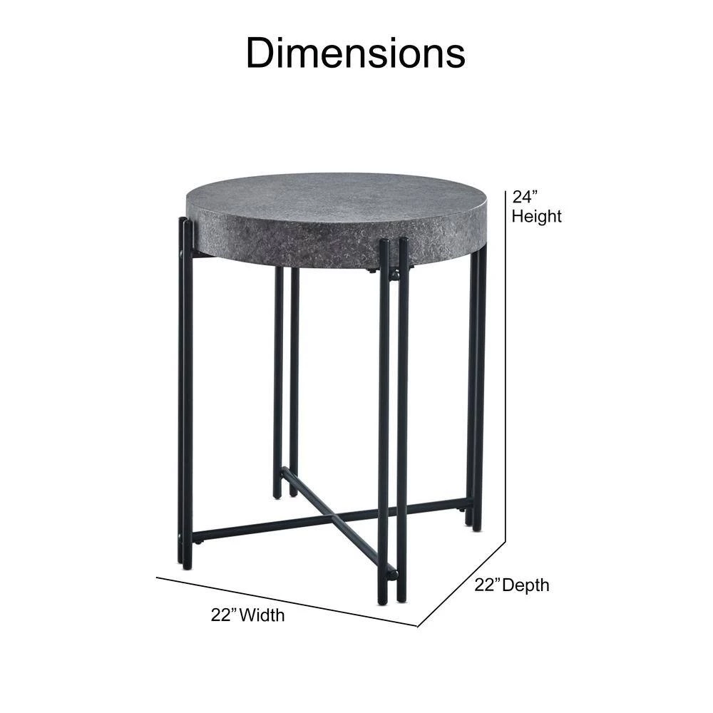 Morgan Grey and Black Round End Table by Steve Silver 6 Morgan Grey and Black Round End Table by Steve Silver - Image 4
