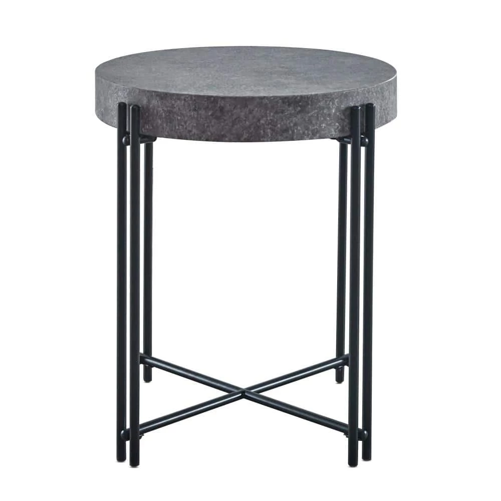 Morgan Grey and Black Round End Table by Steve Silver 4 Morgan Grey and Black Round End Table by Steve Silver - Image 2