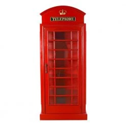 British Telephone Booth Display Multi-Colored Accent Cabinet by Design Toscano