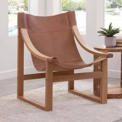 Lima Natural Leather Sling Arm Chair by Steve Silver -Steve Silver Online Store natural leather natural frame steve silver accent chairs li150nnsc 31 1000