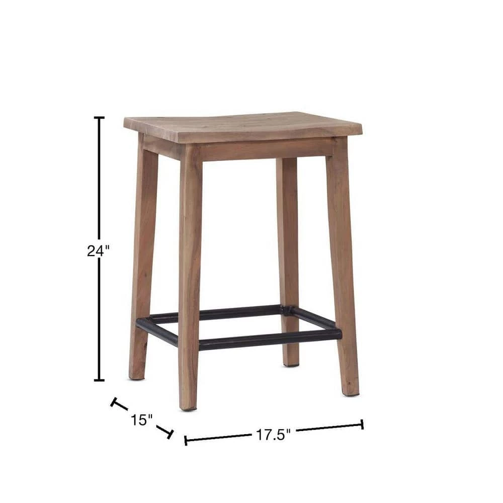 Tahoe 24 in. Natural Backless Counter Stool by Steve Silver 5 Tahoe 24 in. Natural Backless Counter Stool by Steve Silver - Image 3