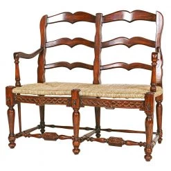 French Provincial Brown Oak Finish Ladderback Settee 41" H X 44" W X 20" D by Design Toscano -Steve Silver Online Store oak design toscano loveseats af1287 c3 1000