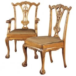 English Pine Mahogany Chippendale Chairs (Set of 6) by Design Toscano