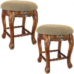 Lady Annette Beige Boudoir Stool (17.5" H X 16.5" W X 16.5" D) (Set of 2) by Design Toscano