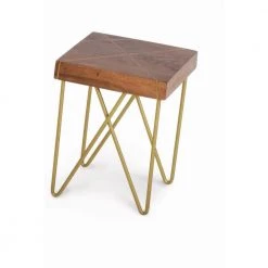 Walter End Table Mango Wood Top with Brass Inlay and Base by Steve Silver -Steve Silver Online Store pine steve silver end side tables wt300e 31 1000