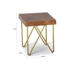Walter End Table Mango Wood Top with Brass Inlay and Base by Steve Silver -Steve Silver Online Store pine steve silver end side tables wt300e 40 1000