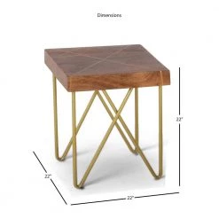 Walter End Table Mango Wood Top with Brass Inlay and Base by Steve Silver -Steve Silver Online Store pine steve silver end side tables wt300e 4f 1000
